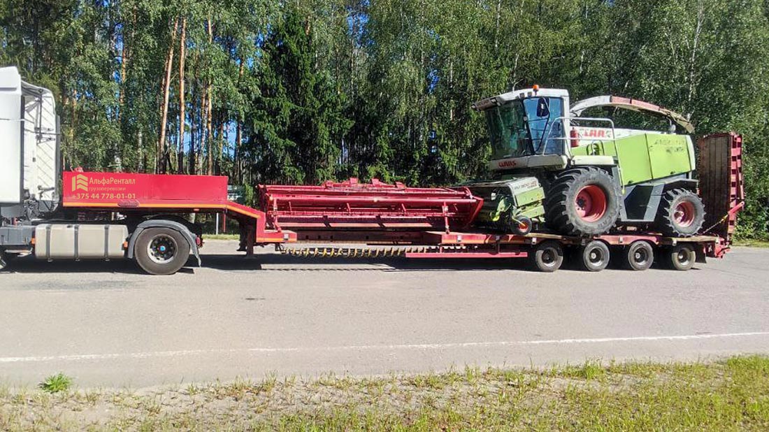 Аренда низкорамного трала для перевозки кормоуборочного комбайна